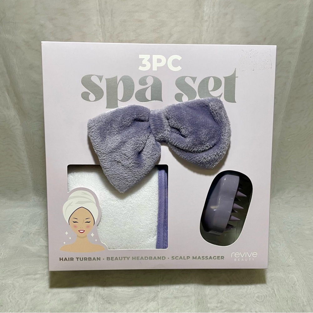 Revive Beauty 3PC Spa Set with Lavender Headband, NWT